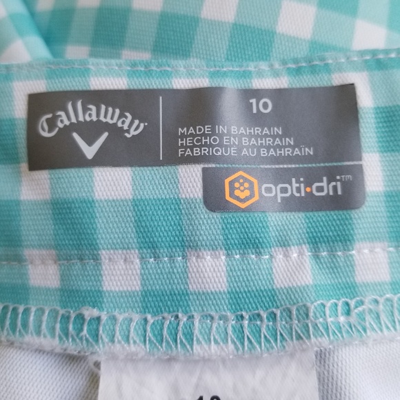 Callaway Opti-Dri Teal‎ White 7 Inch Checkered Golf Shorts Size: 10 NWOT - Picture 6 of 7